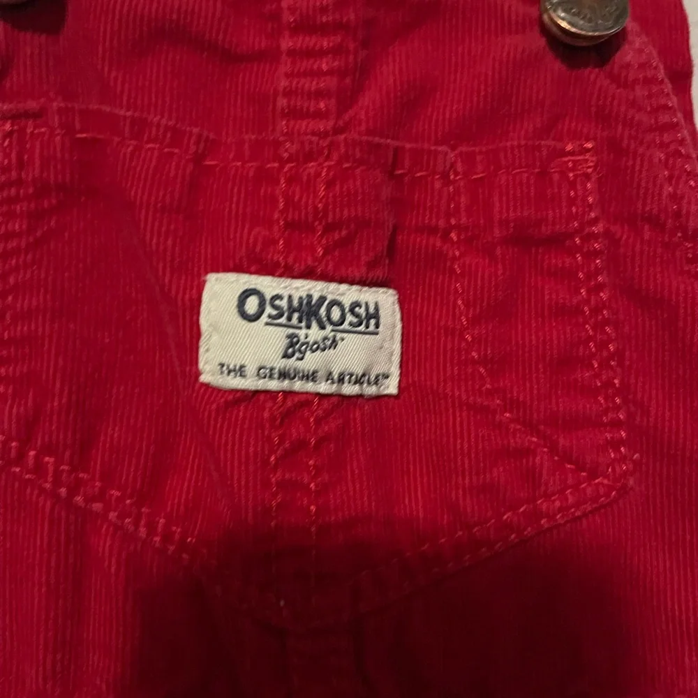 OshKosh B'gosh Vibrant Red Overalls with White Bow Accent